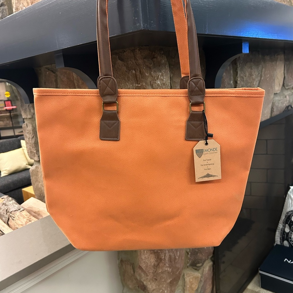 Tote Orange and Brown Stylish Tote Bellemonde vegan leather new